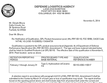 MIL-551100 Certificate